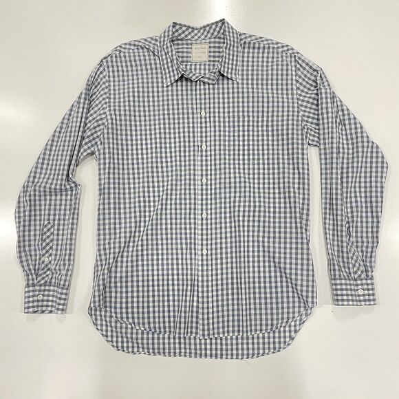 Billy Reid Men's Dress Shirt Italy Blue Gray Check Button Up Plaid Size XXL - Picture 1 of 7